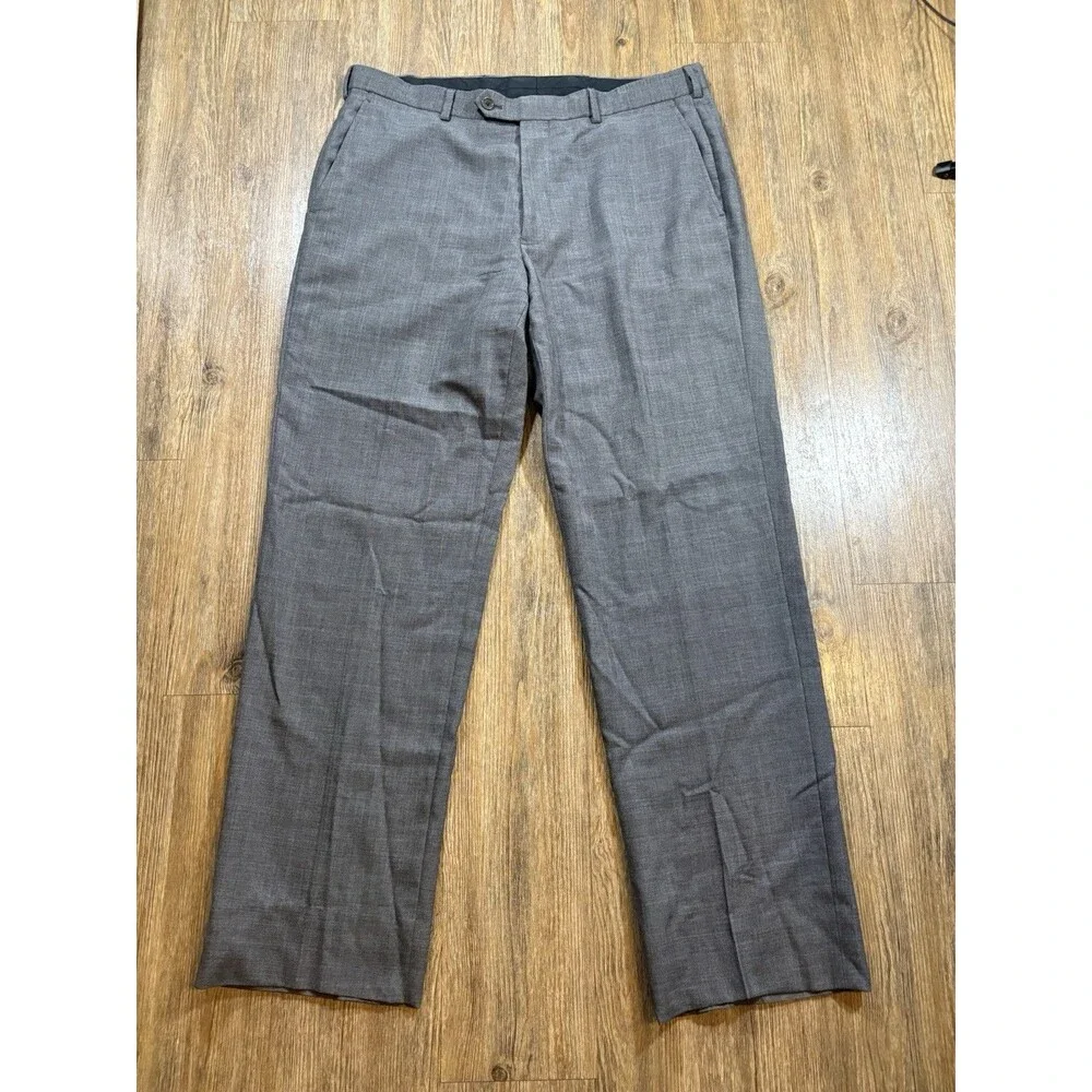 Brooks Brothers Classic Dress Pants Mens 38x33 Glen Plaid 100% Wool Flat Front